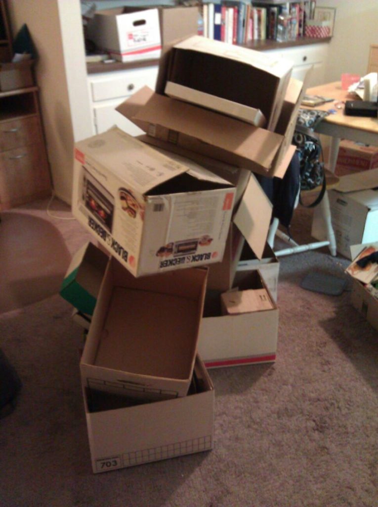 Stack of empty boxes.