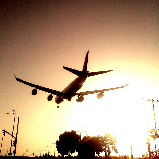 Landing in the California sunset. #airplane #airport #sunset #LosAngeles #orange #LAX #WHPputaplaneonit