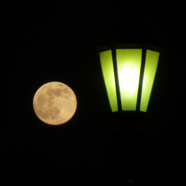 #Supermoon and lamppost. #moon #notaphone #night #sky