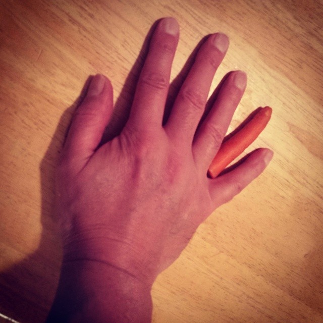 I do not mean to pry, but you don’t by any chance happen to have six carrots on your right hand?