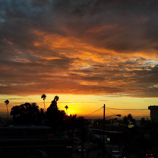 Orange clouds at sunset.