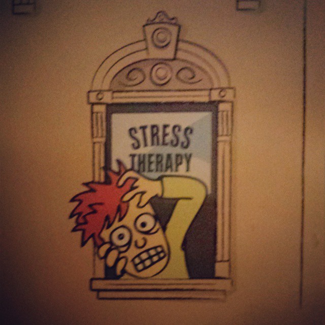 Illustration from one of the kiddo’s toys. Some days feel like this. And I always wonder if it’s therapy *for* #stress or therapy *by way of* stress.