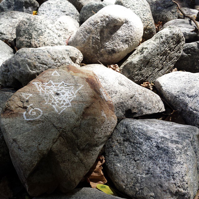 Painted rock.