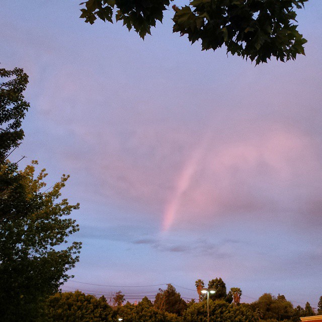 It’s June in California. I didn’t expect to see an actual rainbow this weekend! Right at sunset, and the phone washed out the color (probably trying to compensate for the red), but it was there!

#rainbow #whp🌈
