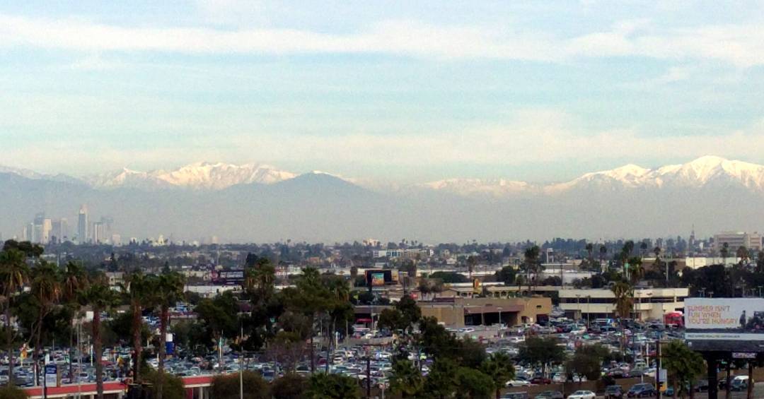 Snow and smog above LA.