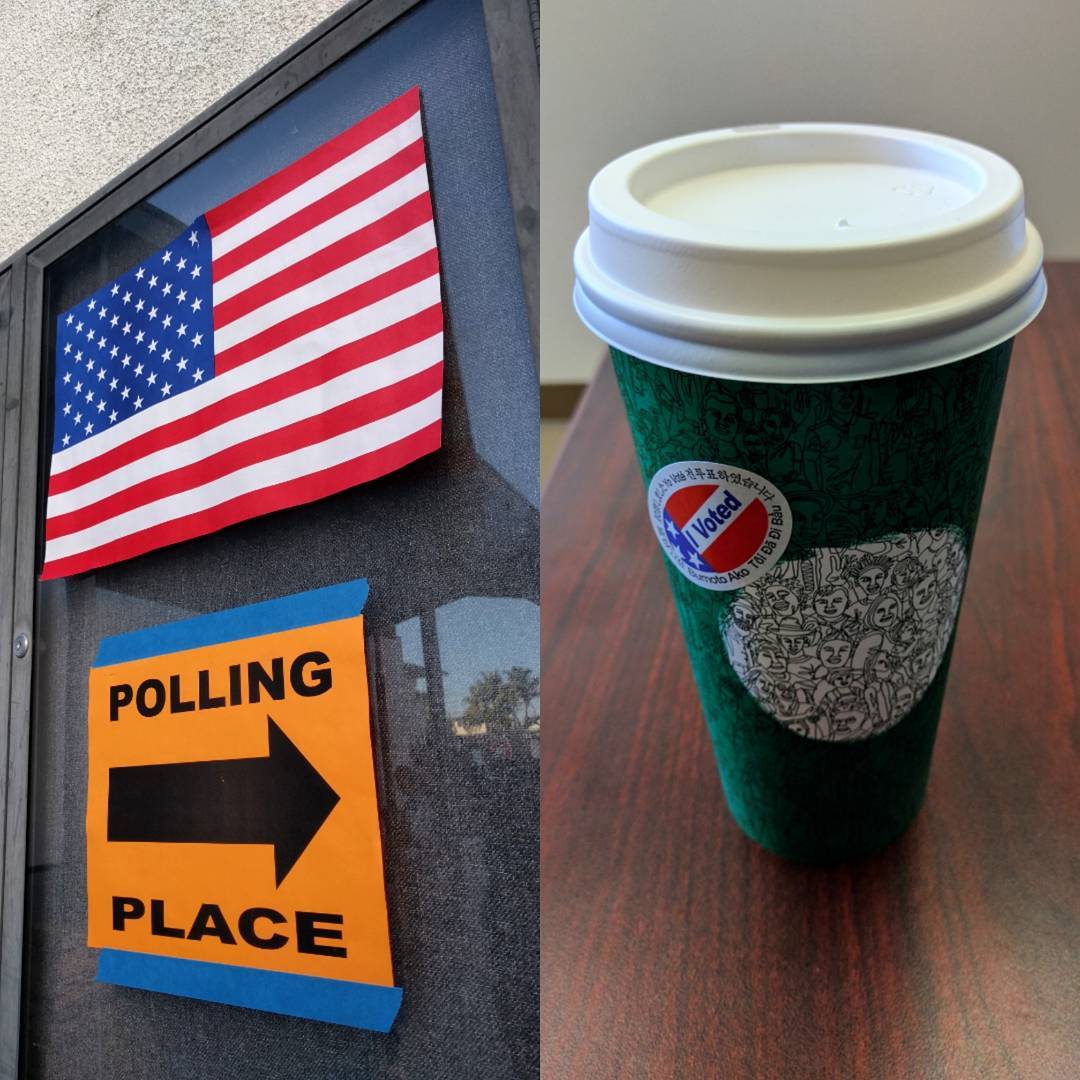 Voting accomplished. Waited 45 minutes, in the shade, so that wasn’t too bad. Stopped for coffee afterward. maybe should’ve gotten decaf…