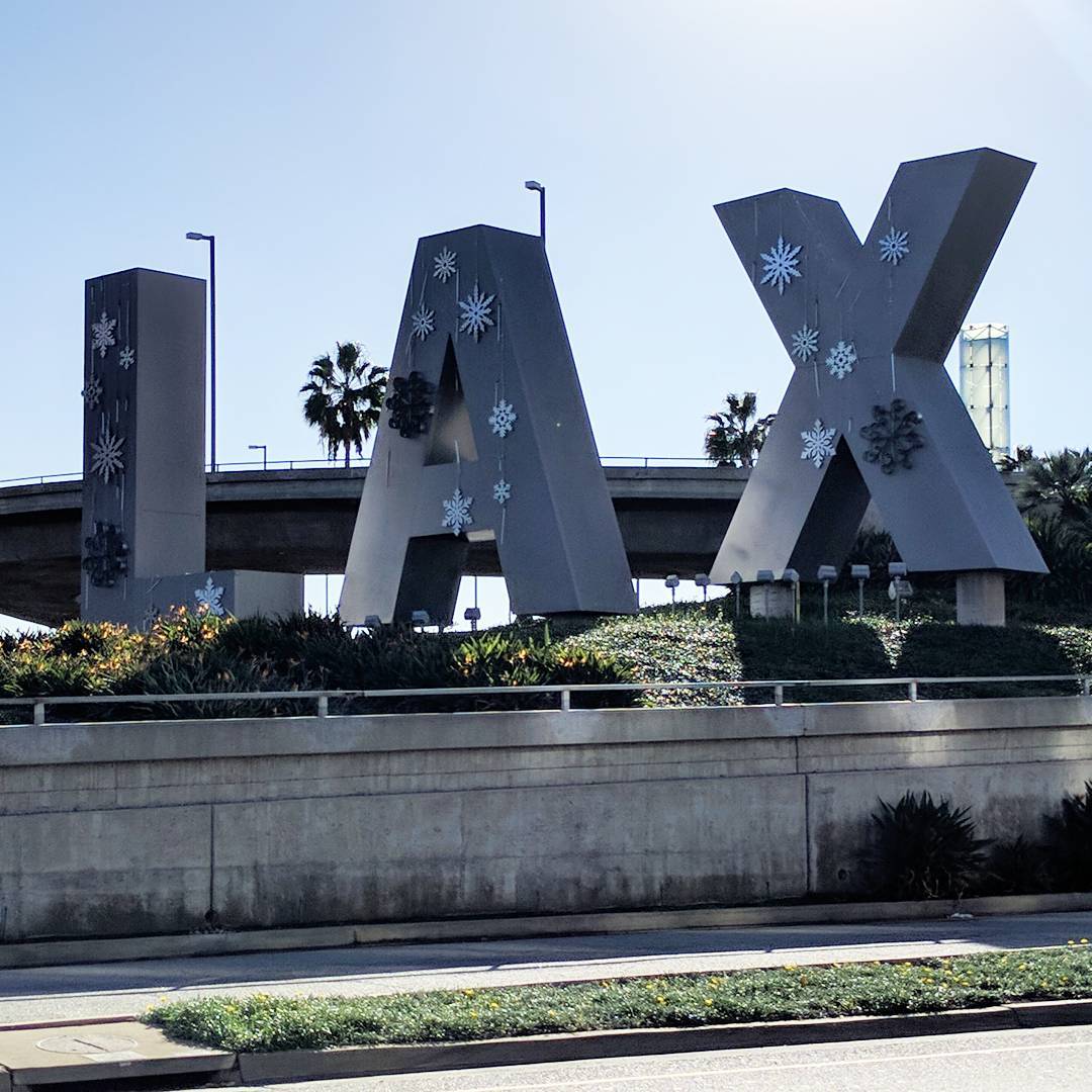 Even in sunny LA, snowflakes symbolize winter and the Christmas holiday season. It snows here, what, once every 100 years? (Likely to be even longer in the future.) #lax