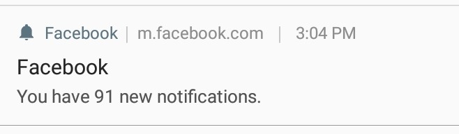 Facebook: You have 91 new notifications.