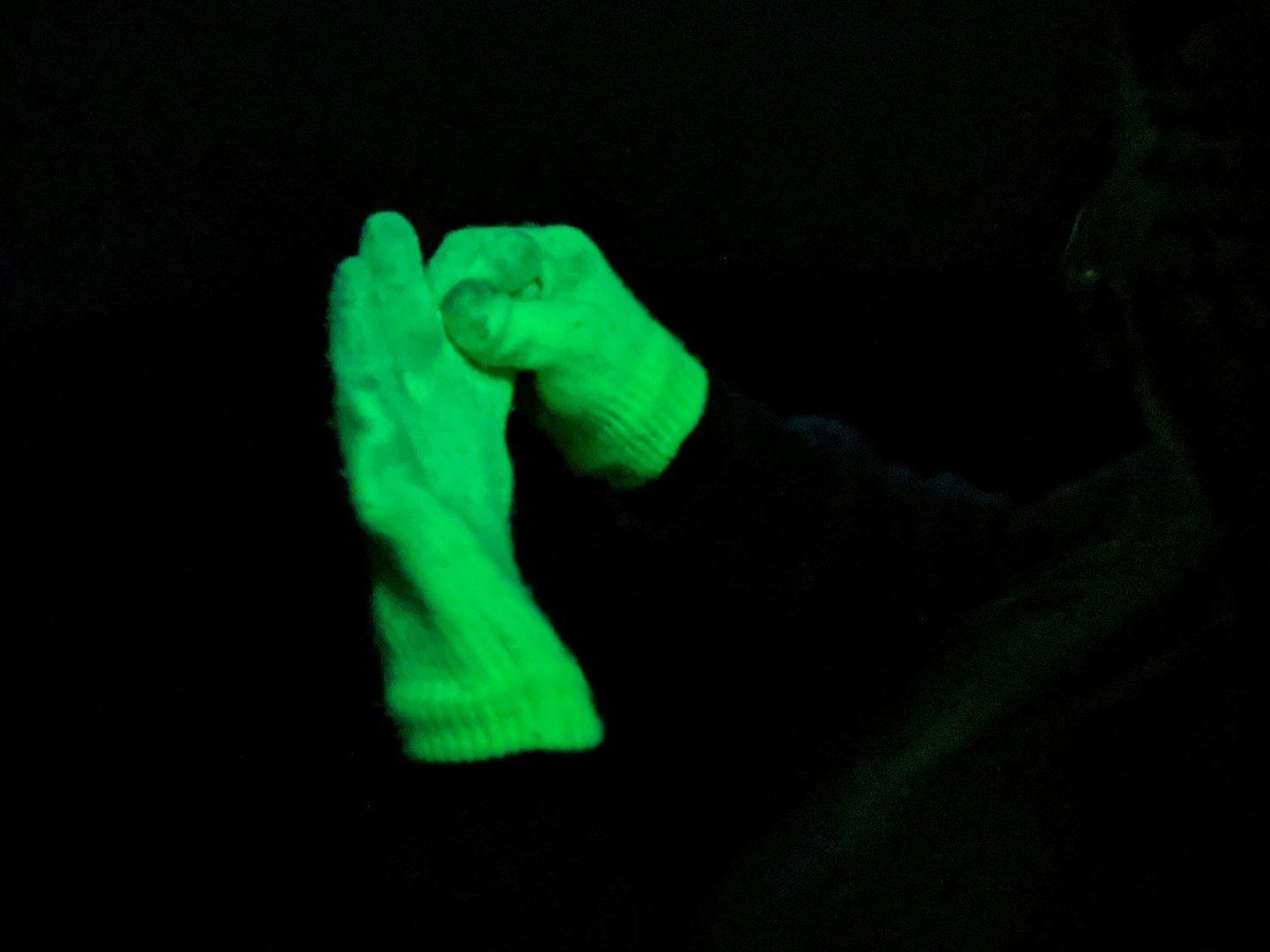 The #gloves looked like they might be #fluorescent. This confirmed it.