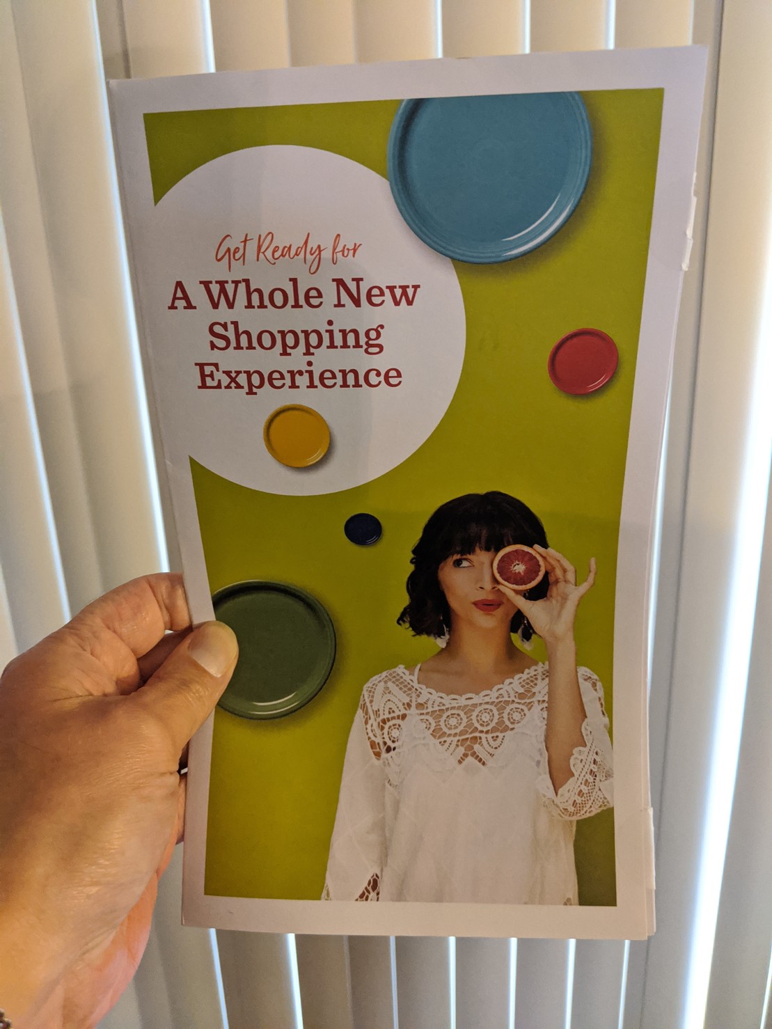 Paper advertisement plugging "A whole new shopping experience."